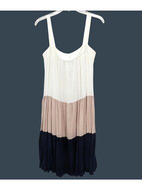 Colorblock Tiered Strappy Sundress Minimalist Nautical Coastal Lagenlook Small